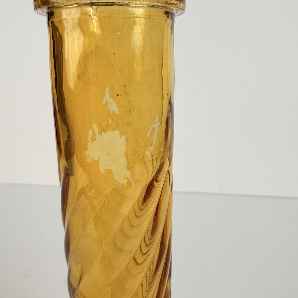 Vintage Amber Glass Swirl Vase Tall MCM Art Glass‎ Bud Vase Decor - Picture 2 of 7